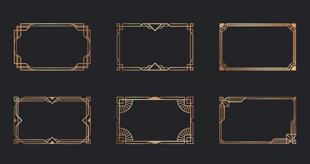 아트 데코 골든 프레임 세트