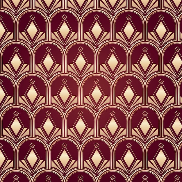 Free vector art deco gradient red pattern