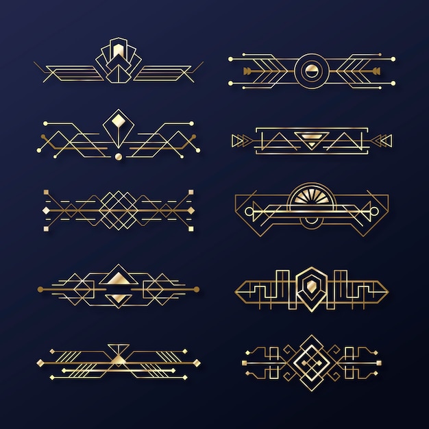 Free vector art deco ornament set