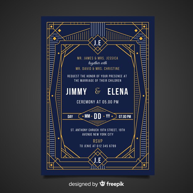 Art deco style wedding template