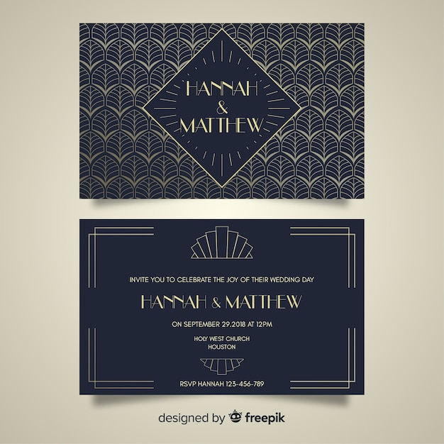 Free vector art deco style wedding template