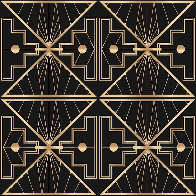 Art deco vector frame with geometric pattern on dark background