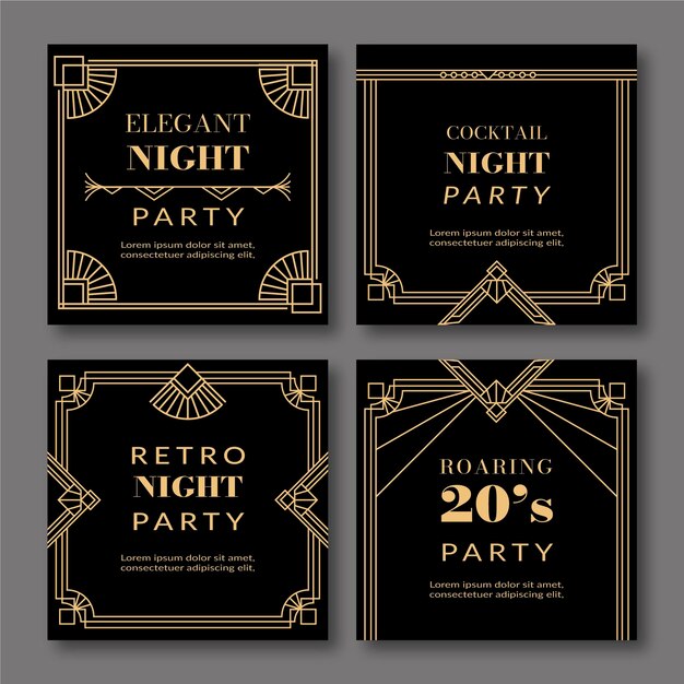 Art deco vintage instagram post collection