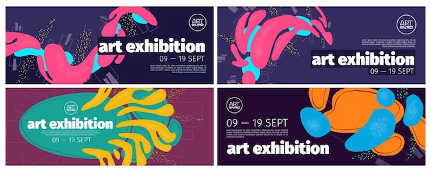 Free vector art exhibition banners invitation to exposition