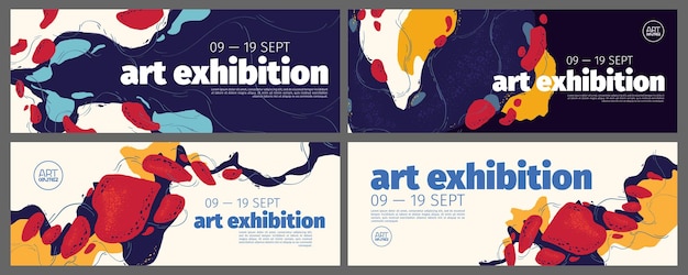 Free vector art exhibition vector banners or flyers set design