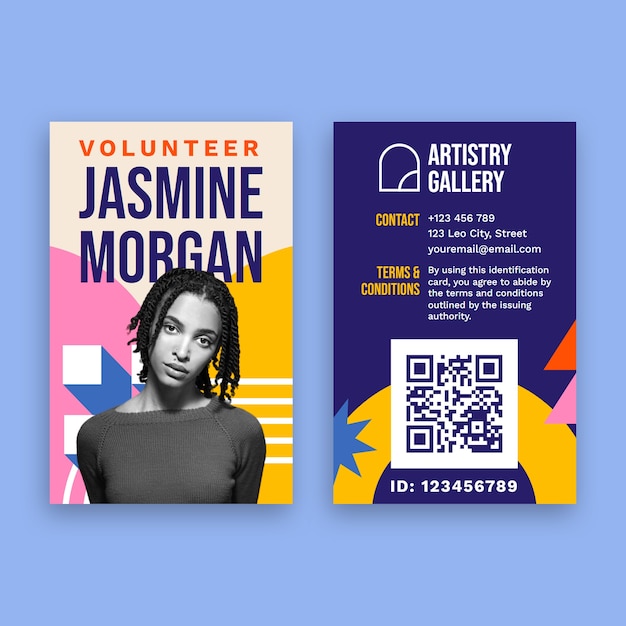 art exhibition volunteer id card template