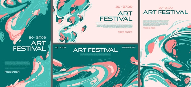 無料ベクター アートフェスティバルの抽象的なポスターや招待状のチラシ