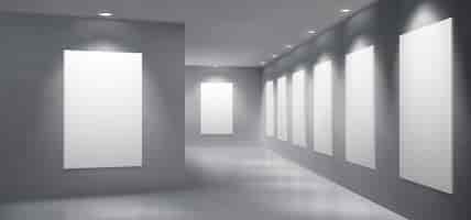 Free vector art gallery exhibition hall empty interior vector