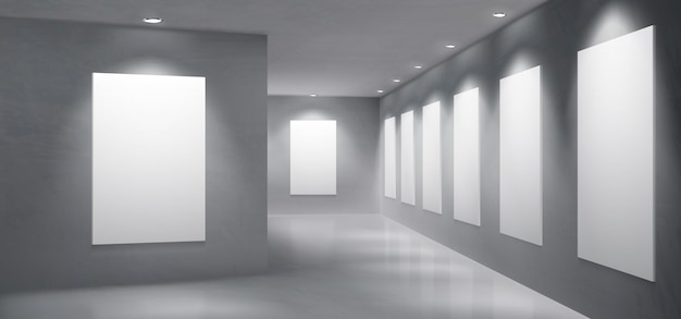 art gallery exhibition hall empty interior vector