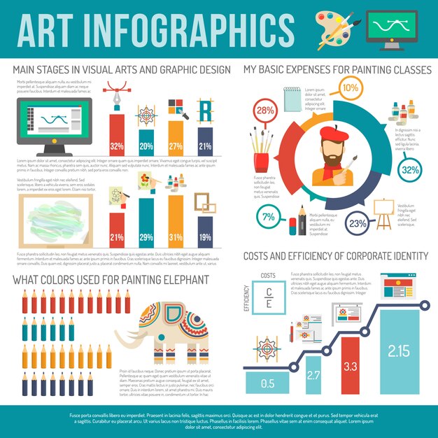 Комплект инфографики искусства