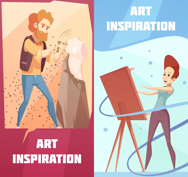 Free vector art inspiration cartoon banners set