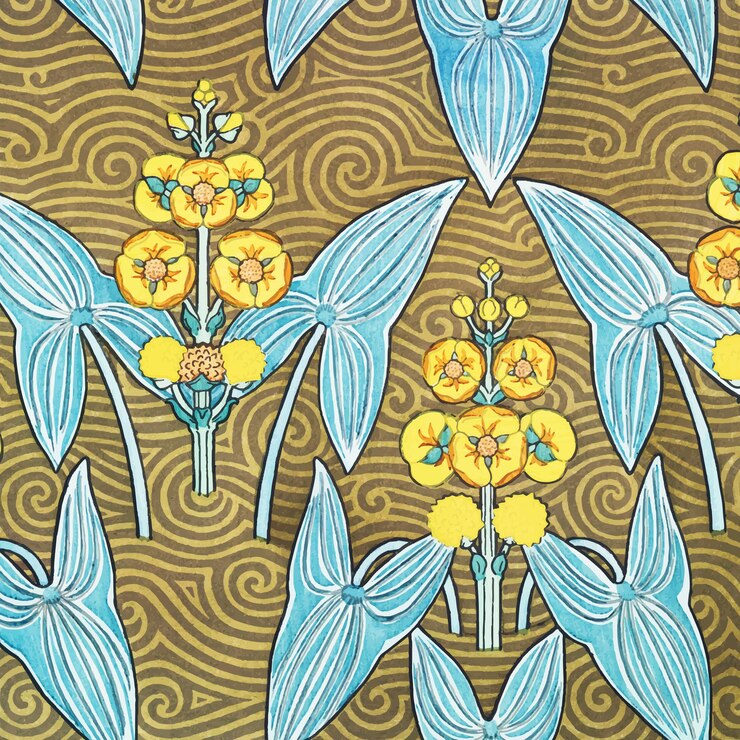 Free Vector art nouveau arrowhead flower pattern background