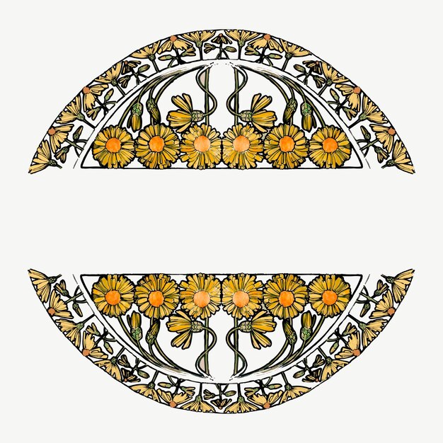 Art nouveau flower frame, remixed from the artworks of Alphonse Maria Mucha