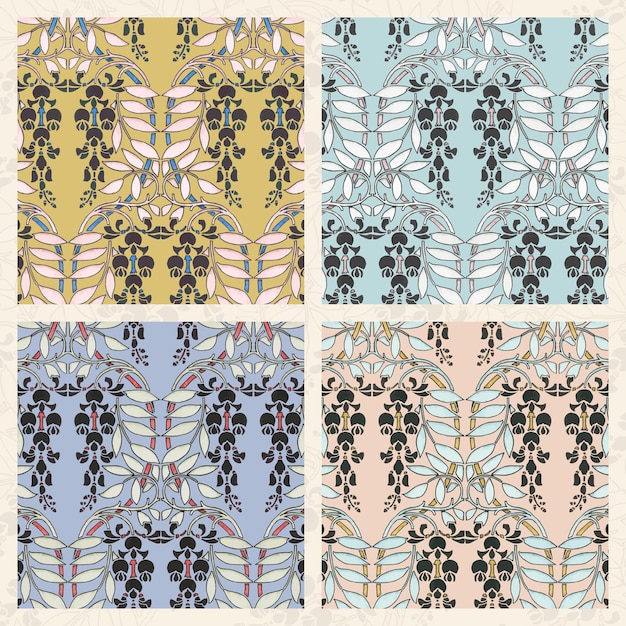 Art nouveau wisteria flower pattern collection