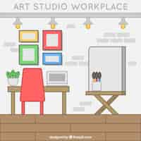 Free vector art studio in flat design