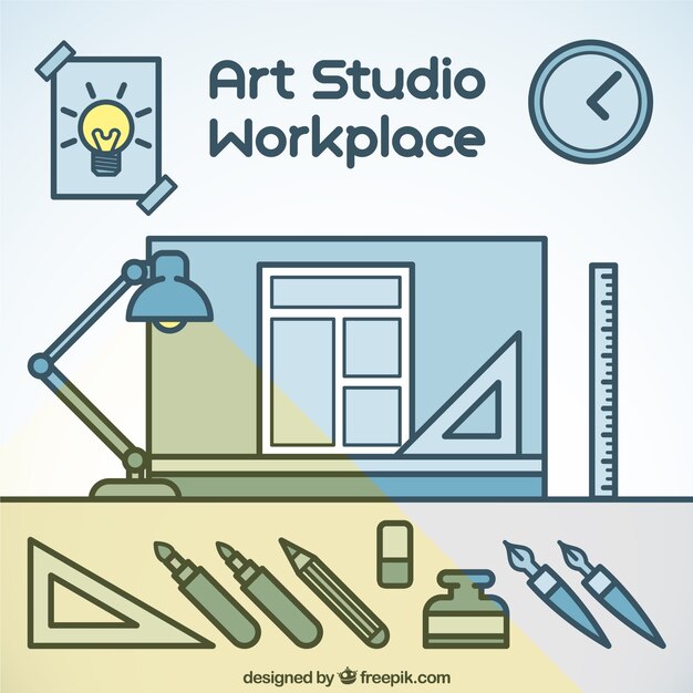 Art studio in linear style