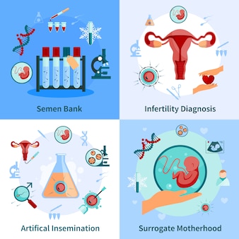 Artificial insemination concept icons set