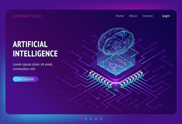 Free vector artificial intelligence ai isometric landing page