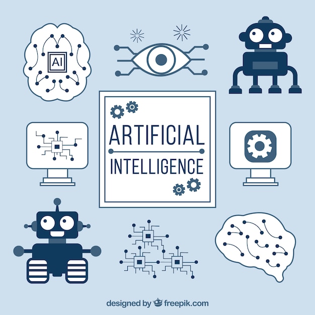 Artificial intelligence background with elements