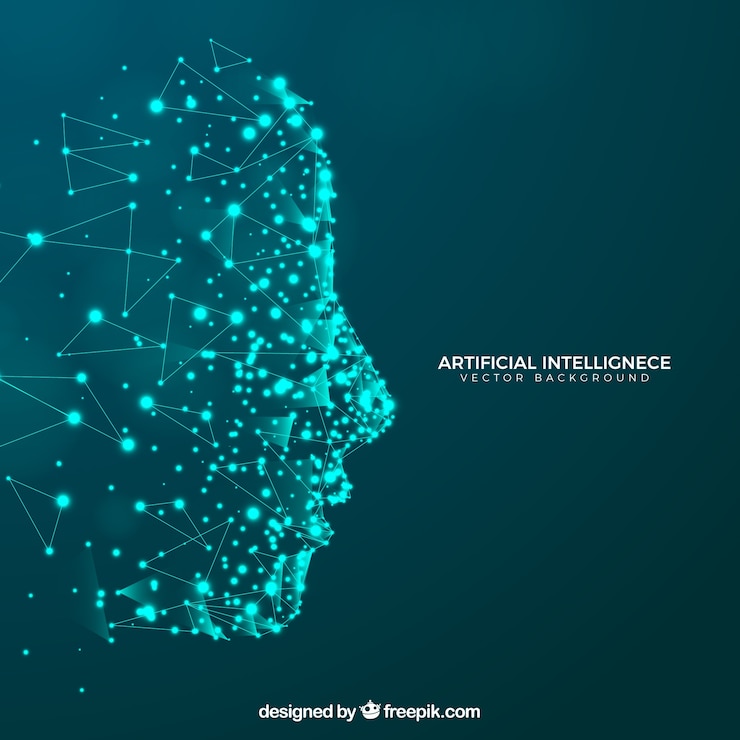 Free Vector artificial intelligence background with head 