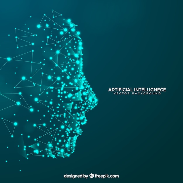 Artificial intelligence background with head 