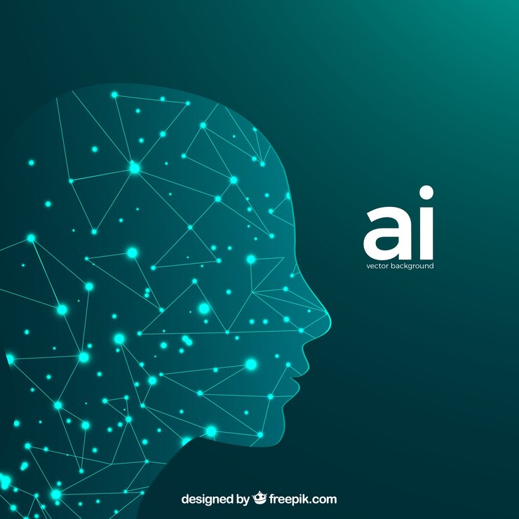 Free Vector artificial intelligence background with head 