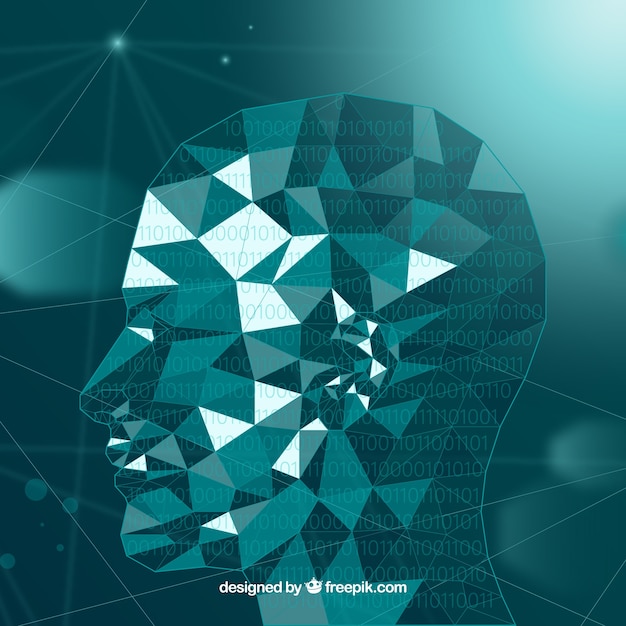 Free vector artificial intelligence background with polygonal head