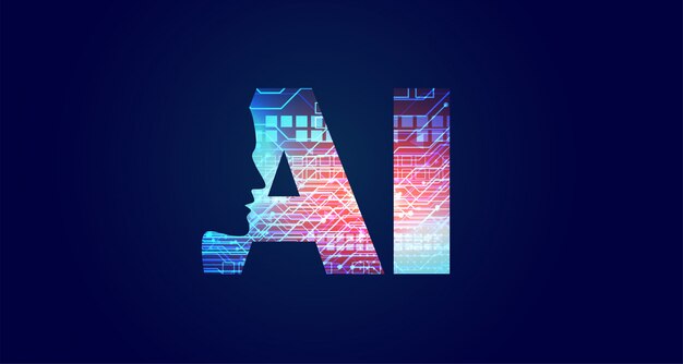 Free vector artificial intelligence concept design with face