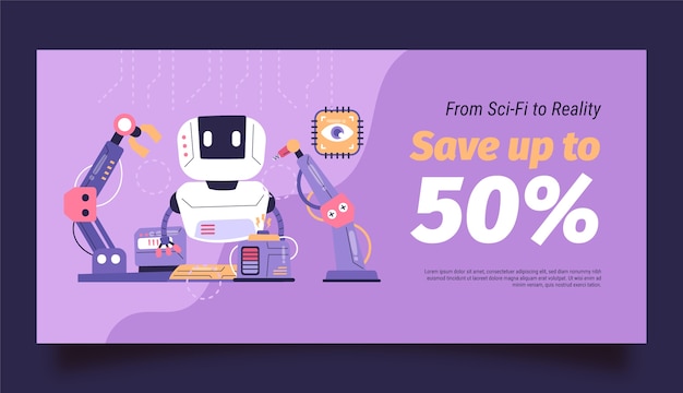 Free vector artificial intelligence concept sale banner