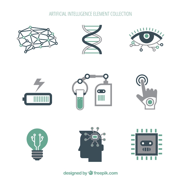 Free Vector artificial intelligence elements collection in flat style