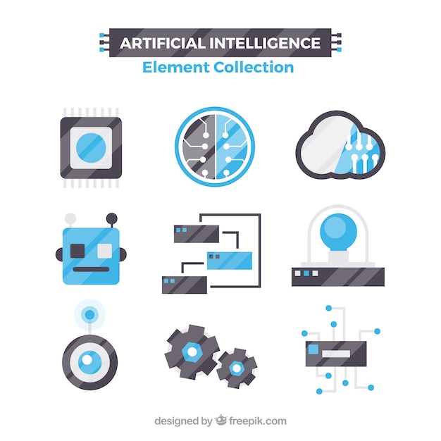 Free Vector artificial intelligence elements collection in flat style