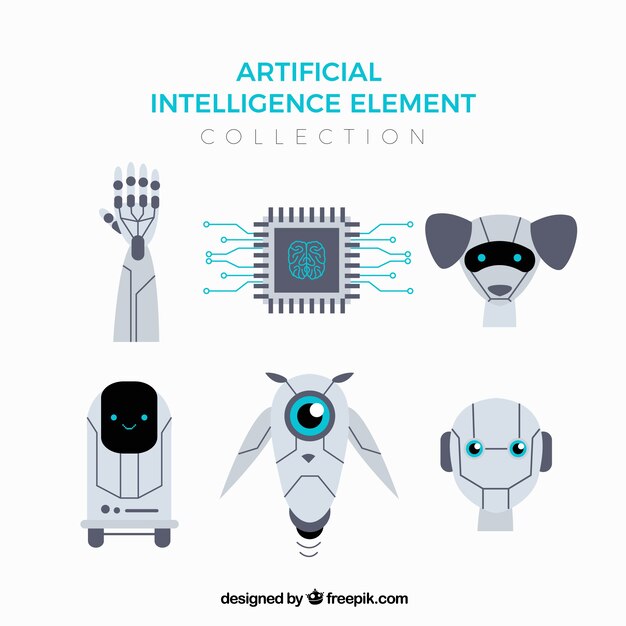Free Vector artificial intelligence elements collection in flat style