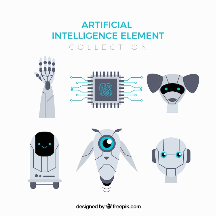 Free Vector artificial intelligence elements collection in flat style