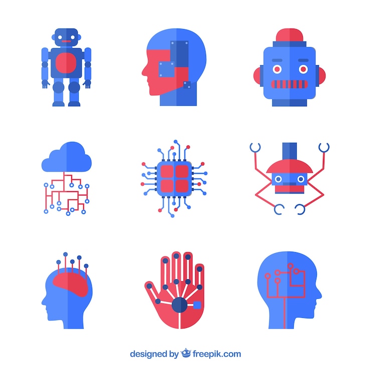 Free Vector artificial intelligence elements collection in flat style