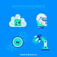 Free vector artificial intelligence elements collection in flat style