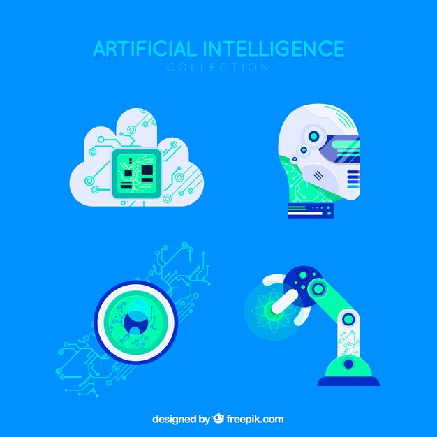 Free Vector artificial intelligence elements collection in flat style