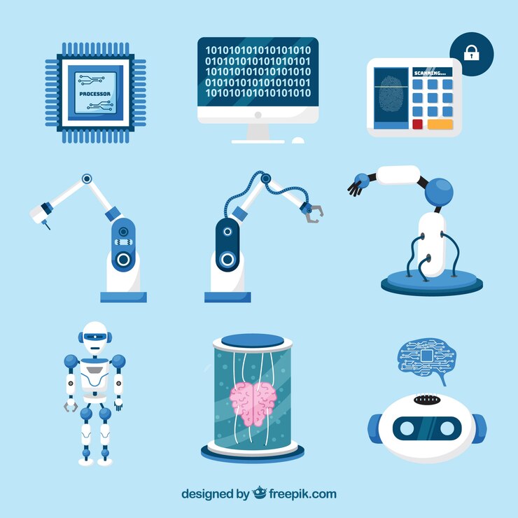 Free Vector artificial intelligence elements collection in flat style