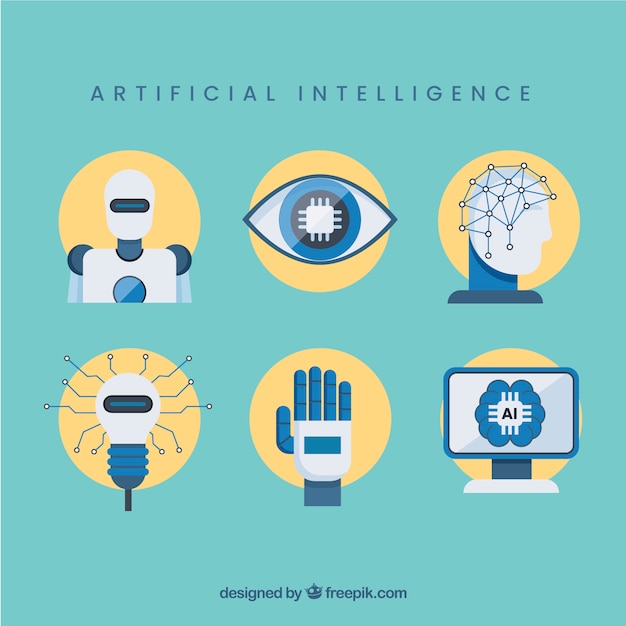 Free Vector artificial intelligence elements collection in flat style