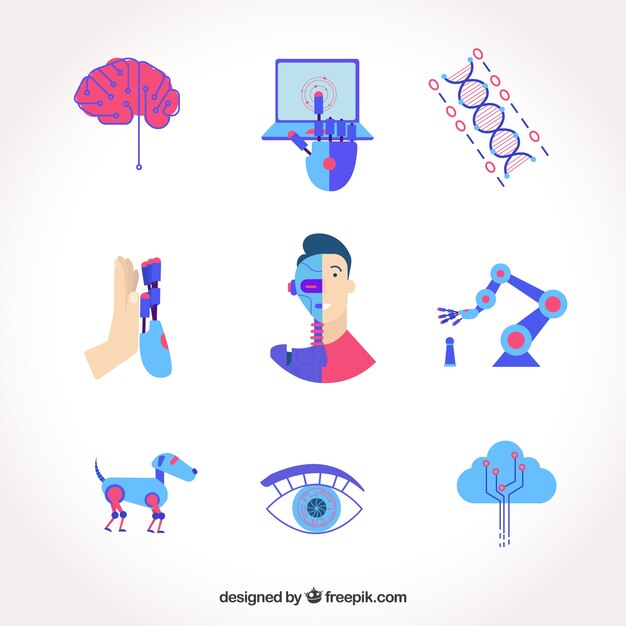 Free Vector artificial intelligence elements collection