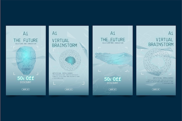 無料ベクター 人工知能インスタグラムストーリーコレクション