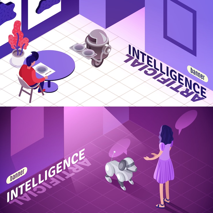 Free Vector artificial intelligence isometric banners