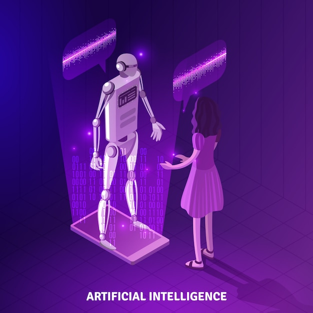 Free vector artificial intelligence isometric composition