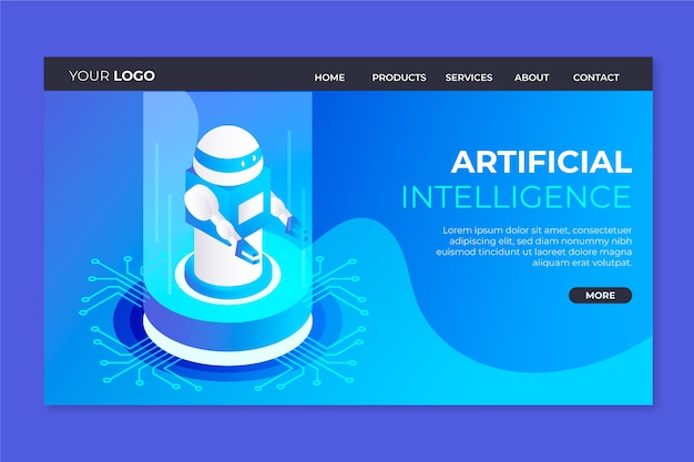 Vettore gratuito modello di landing page di intelligenza artificiale