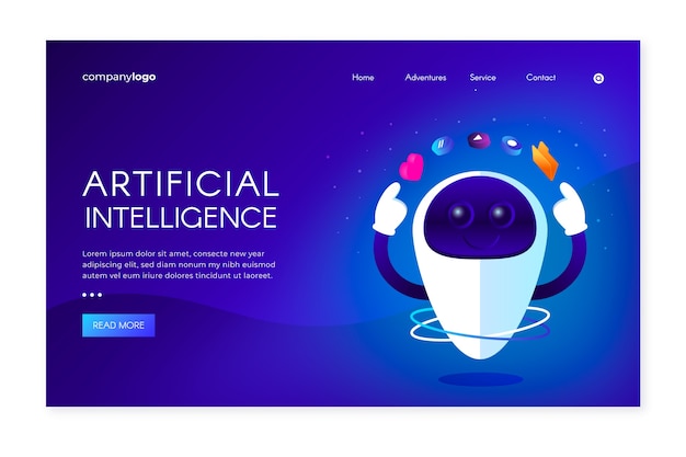 Vettore gratuito modello di landing page di intelligenza artificiale