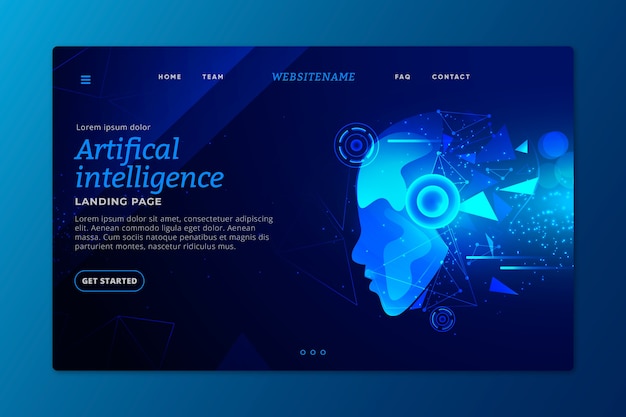 Vettore gratuito modello di landing page di intelligenza artificiale