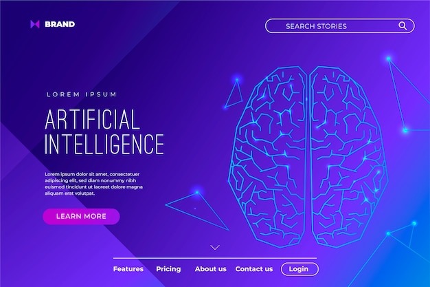 Vettore gratuito modello di landing page di intelligenza artificiale