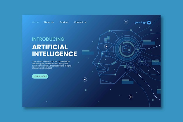 Artificial intelligence landing page template