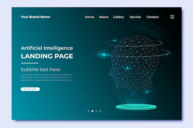 Artificial intelligence landing page template