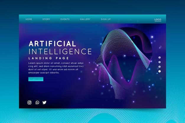 Artificial intelligence landing page template