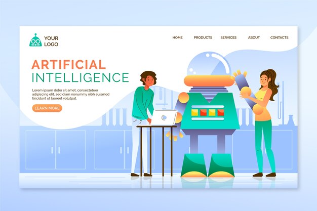 Artificial intelligence landing page template